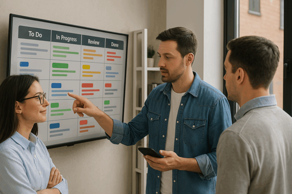 Team tracking tasks on digital dashboard