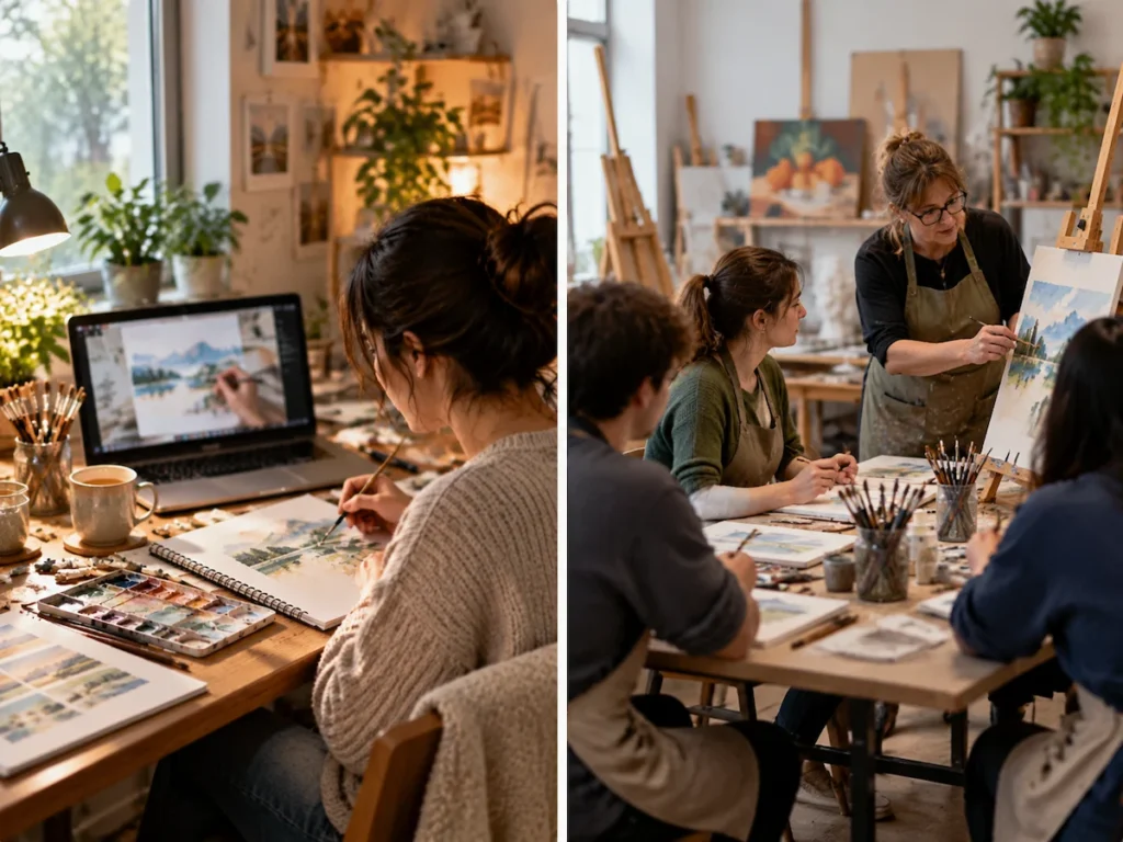 Art Courses Online vs. In-Person Classes: Comparing the Flexibility
